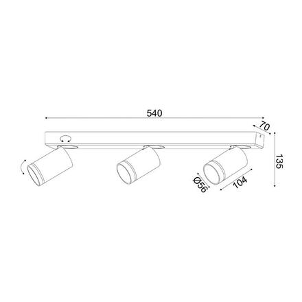 ACA Lighting nástěnné a stropní svítidlo 3XGU10 DIVINO šedá hliník IP20 54X7X13,5CM RA3633SGY