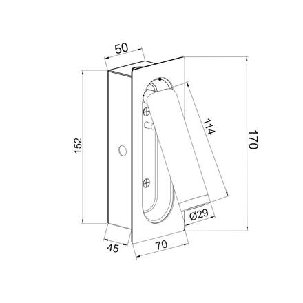 ACA Lighting nástěnné svítidlo LED 3W 3200K 190LM černá kov RECESSED 7X5X17CM AIAS SF701LEDB