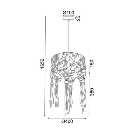 ACA Lighting závěsné svítidlo 1XE27 THASSOS bílá vlna D40XH165CM TF20221P