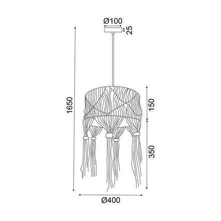 ACA Lighting závěsné svítidlo 1XE27 THASSOS bílá vlna D40XH165CM TF20221P