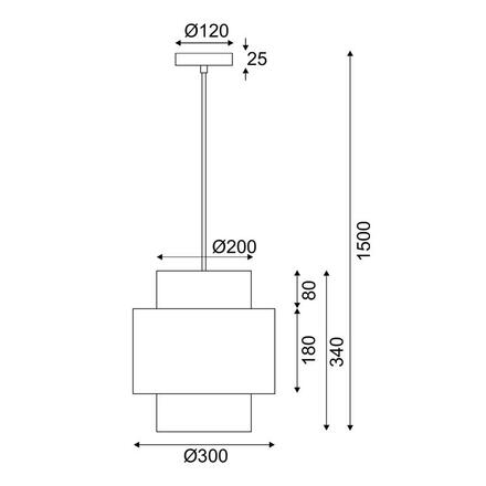 ACA Lighting závěsné svítidlo 1XE27 NISYROS černá textil+ratan D30XH150CM TF20831PB