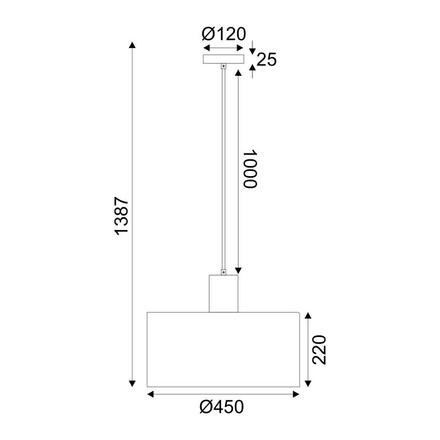 ACA Lighting závěsné svítidlo 1XE27 CHIOS krémová textil+dřevo D45XH140CM TF20861PC