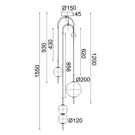 ACA Lighting závěsné svítidlo LED 19W 3000K 1950lm AMELIA černá + matné sklo D37XH150CM TNK323LED19P