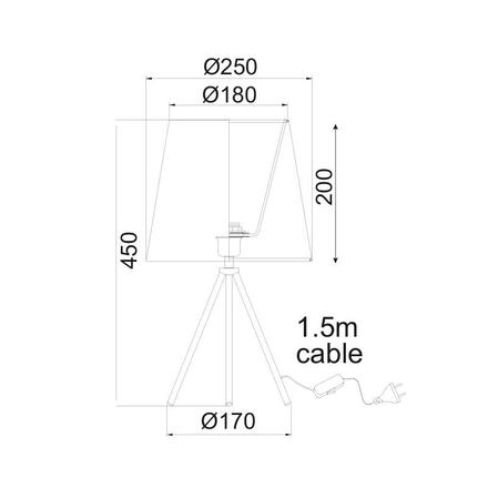 ACA Lighting Floor&Table stolní svítidlo TNK75090BK1T