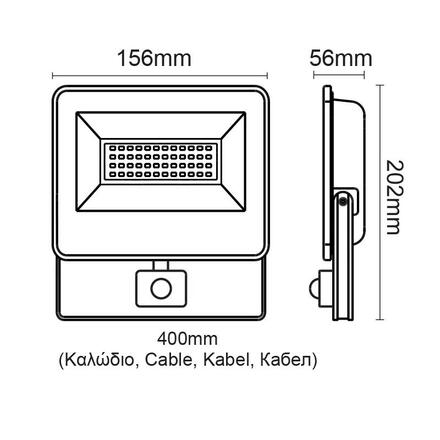 ACA Lighting černá SENSOR LED SMD reflektor IP66 30W 4000K 3100Lm 230V AC Ra80 V3040S