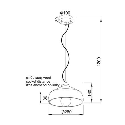 ACA Lighting Vintage závěsné svítidlo V351581P