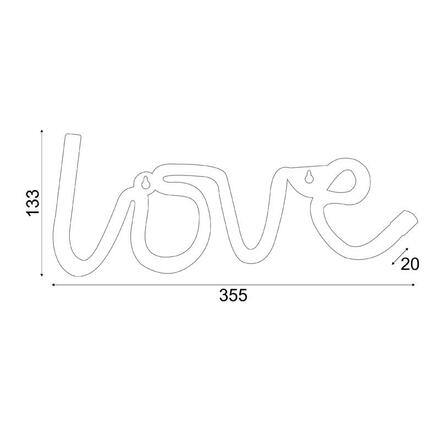 ACA Lighting LOVE, 118 neonová LED lampička na baterie (3xAA)/USB, WW, IP20, 35.5x2x13cm X041181322