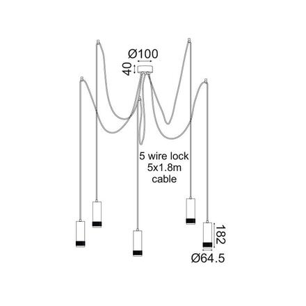 ACA Lighting závěsné svítidlo 5XGU10 černá hliník D35XH200CM MEGATRON2 YL11P518BK