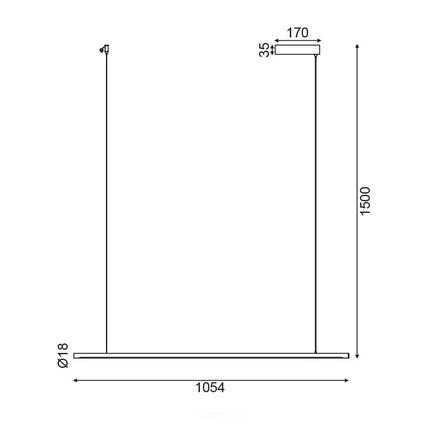 ACA Lighting závěsné svítidlo LED 18W 3000K 1440lm mosaz TOUCH DIMMER 105X1,8XH150CM AVENUE ZM16LEDP105AB