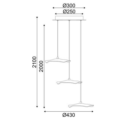 ACA Lighting závěsné svítidlo LED 15W 3000K 1050lm NINFEA mosaz kov IP20 D43XH210CM ZM34LEDP45BR