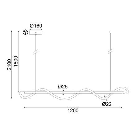 ACA Lighting závěsné svítidlo LED 36W 3000K 2000lm WAVE černá kov IP20 120X6XH215CM ZM36LEDP120BK