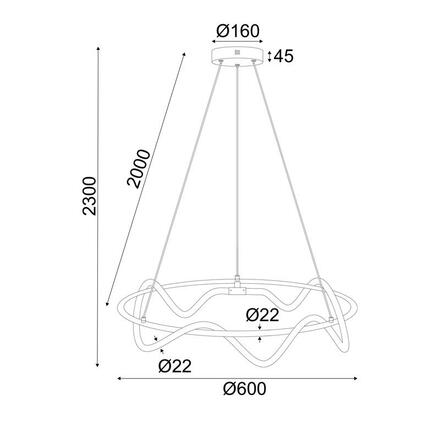 ACA Lighting závěsné svítidlo LED 36W 3000K 2100lm WAVE černá kov IP20 D60XH230CM ZM36LEDP60BK