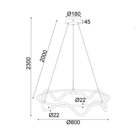 ACA Lighting závěsné svítidlo LED 60W 3000K 3400lm WAVE černá kov IP20 D80XH230CM ZM36LEDP80BK