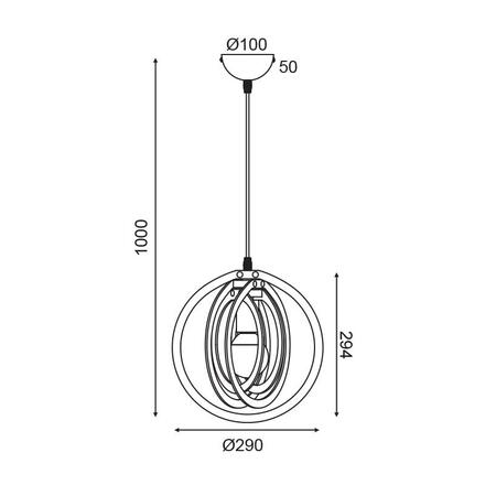 ACA Lighting závěsné svítidlo 1XE27 tmavě hnědá kůže MDF D29XH100CM TRITON ZM391P29WDL