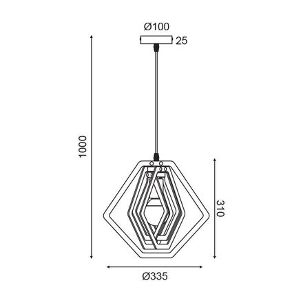 ACA Lighting závěsné svítidlo 1XE27 tmavě hnědá kůže MDF D34XH100CM TRITON ZM391P34WDL