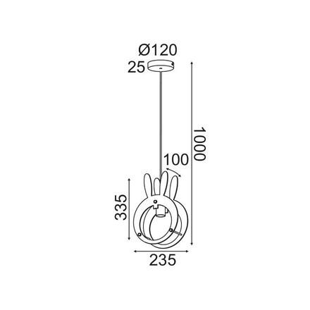 ACA Lighting dětské závěsné svítidlo 1XE27 BUNNY MDF 24X10XH100CM FARMA ZM421P24