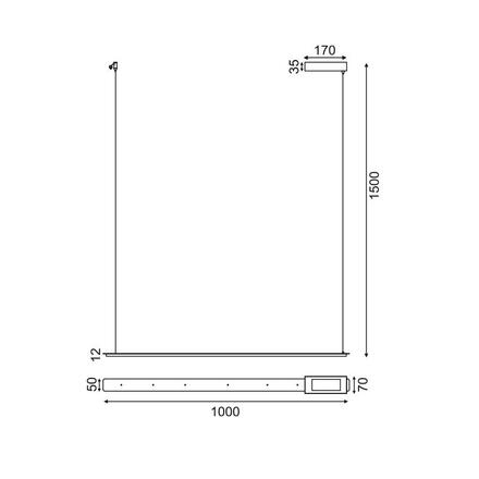 ACA Lighting závěsné svítidlo LED 20W 3000K 1600lm černá 100X5XH150CM ATLANTIS ZM58LEDP100BK