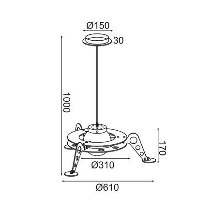 ACA Lighting dětské závěsné svítidlo 1XE27 SPACESHIP MDF D61XH100CM NASA ZM681P61