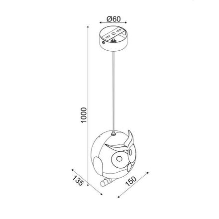 ACA Lighting Dětské závěsné svítidlo ZN160201PBL