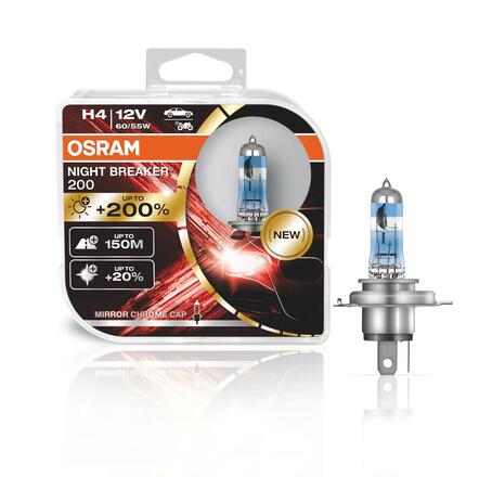 OSRAM H4 12V NIGHT BREAKER 200 +200% více světla 2ks 64193NB200-HCB