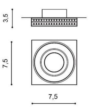 Stropní zápustné bodové svítidlo AZzardo Eva Square chrome AZ1460 GU10 1x50W IP20 7,5cm chromové