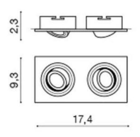 Stropní bodové zápustné svítidlo AZzardo Caro 2 Square aluminium AZ2438 GU10 2x40W IP20 17,4cm hliníkové