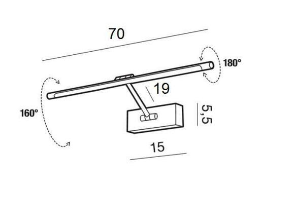 LED Nástěnné svítidlo AZzardo Davinci 70 chrome AZ2656 12W 835lm 3000K IP20 70cm chromové