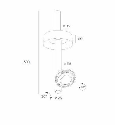 BPM Svítidlo stropní zápustné KOL STICK 350mm 9,3W 3000K 977lm bílé