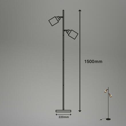 BRILONER Stojací svítidlo, 150 cm, 2x E27, max. 10W, černá BRI 1486025