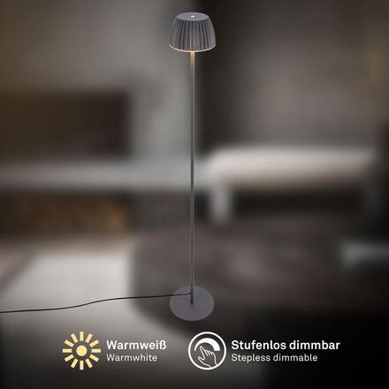BRILONER Loca stojanová lampa - 8W, 800lm, LED, dotykový vypínač, stmívatelná, teplá bílá, antracit 1625015