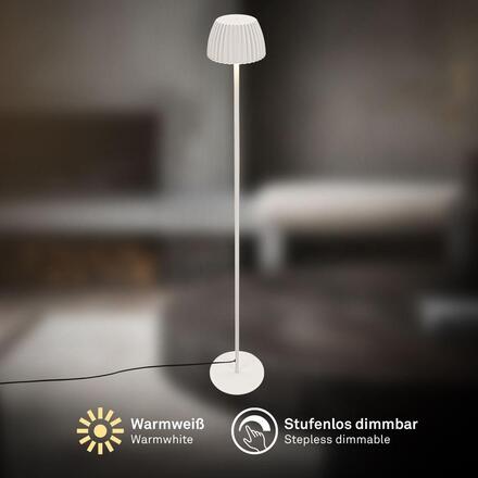 BRILONER Loca stojanová lampa - 8W, 800lm, LED, dotykový vypínač, stmívatelná, teplá bílá, starobílá 1625016