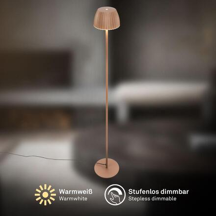 BRILONER Loca stojanová lampa - 8W, 800lm, LED, dotykový vypínač, stmívatelná, teplá bílá, kávová 1625017