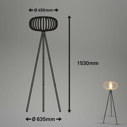 BRILONER Stojací svítidlo, 153 cm, 1x E27, max. 10W, barva dřeva BRI 1759011