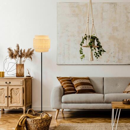 BRILONER Papper stojanová lampa, stínidlo z přírodních vláken, nožní vypínač, přírodní 1851014