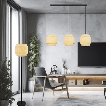 BRILONER Papper stojanová lampa, stínidlo z přírodních vláken, nožní vypínač, přírodní 1851014