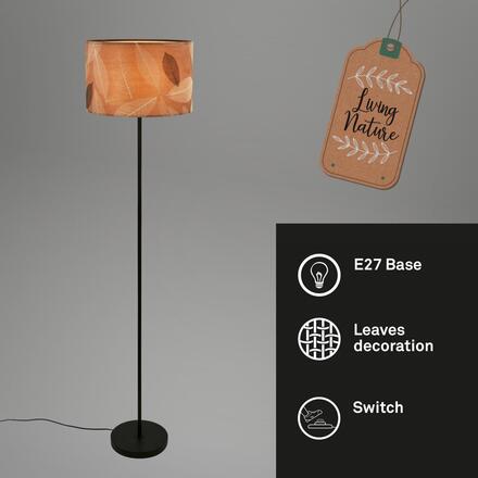 BRILONER Mata stojanová lampa, dekor s lístky, nožní vypínač, kávová barva 1853014
