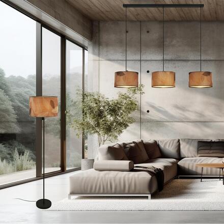 BRILONER Mata stojanová lampa, dekor s lístky, nožní vypínač, kávová barva 1853014