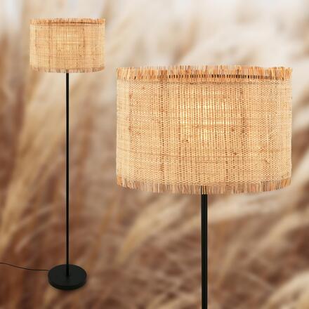 BRILONER Borra stojanová lampa, stínidlo ze slámy, nožní vypínač, přírodní 1854014