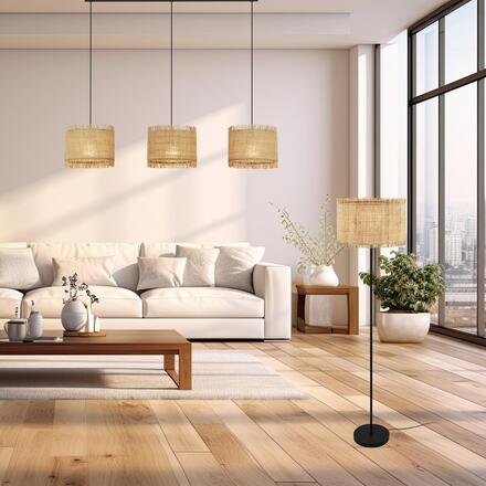 BRILONER Borra stojanová lampa, stínidlo ze slámy, nožní vypínač, přírodní 1854014