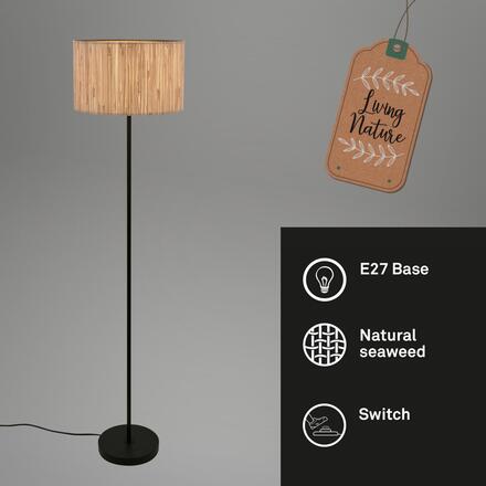 BRILONER Slama stojanová lampa, stínidlo z mořské trávy, nožní vypínač, přírodní 1855014