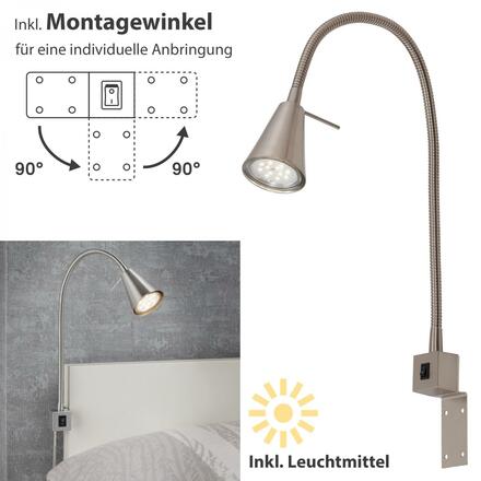 BRILONER Flexibilní nástěnné svítidlo 40,3 cm 1xGU10 5W 400lm matný nikl BRI 2080-012