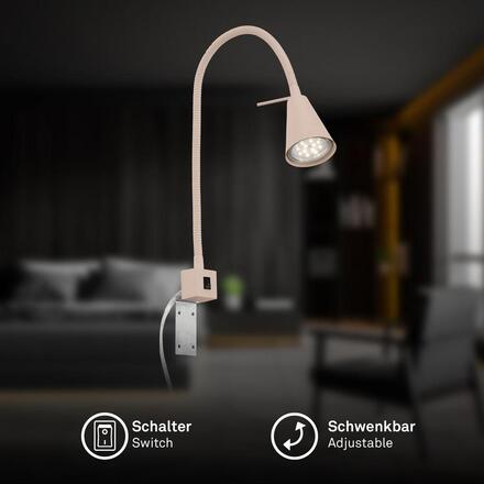 BRILONER Tuso Bett lampa na čtení - 4,7W, 400lm, LED, vypínač, nastavitelná, béžová 2080011