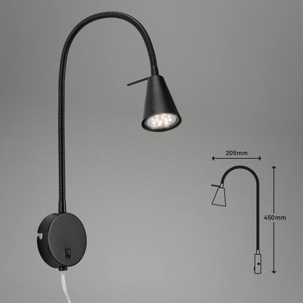 BRILONER Flexibilní nástěnné svítidlo 45 cm 1xGU10 5W 400lm černá BRI 2082-015