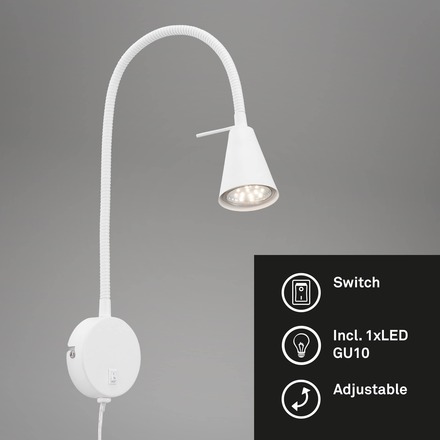 BRILONER Flexibilní nástěnné svítidlo 45 cm 1xGU10 5W 400lm bílé BRI 2082-016