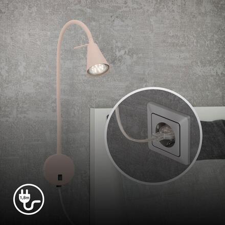 BRILONER Tusa Bett lampa na čtení - 4,7W, 400lm, LED, vypínač, nastavitelná, béžová 2082011