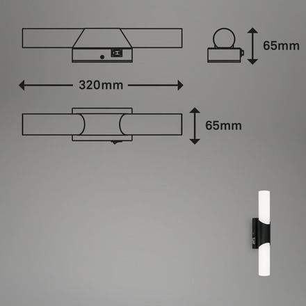 BRILONER LED nástěnné svítidlo 32 cm 6,5W 700lm černá BRI 2111-015