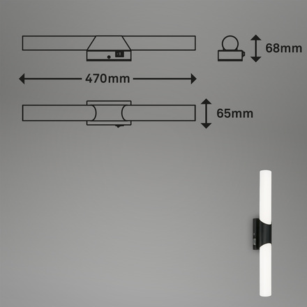 BRILONER LED nástěnné svítidlo 47 cm 11W 1300lm černá BRI 2111-115