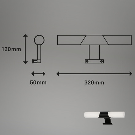 BRILONER LED koupelnové svítidlo k zrcadlu, 32 cm, LED modul, 7W, 800 lm, černá BRI 2113-015