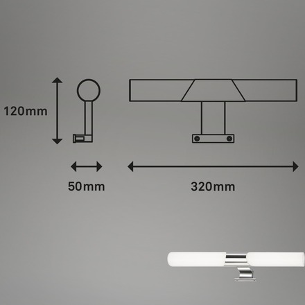 BRILONER LED koupelnové svítidlo k zrcadlu, 47 cm, LED modul, 12W, 1300 lm, chrom BRI 2113-118