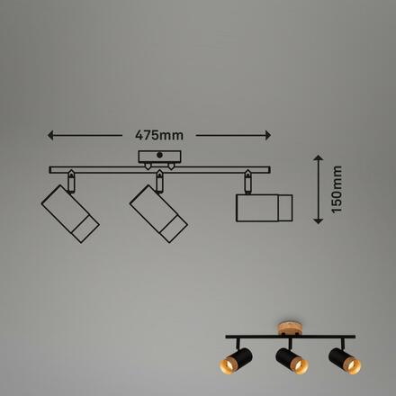 BRILONER Spot, 47 cm, 3x GU10, max. 9W, černá BRI 2144035